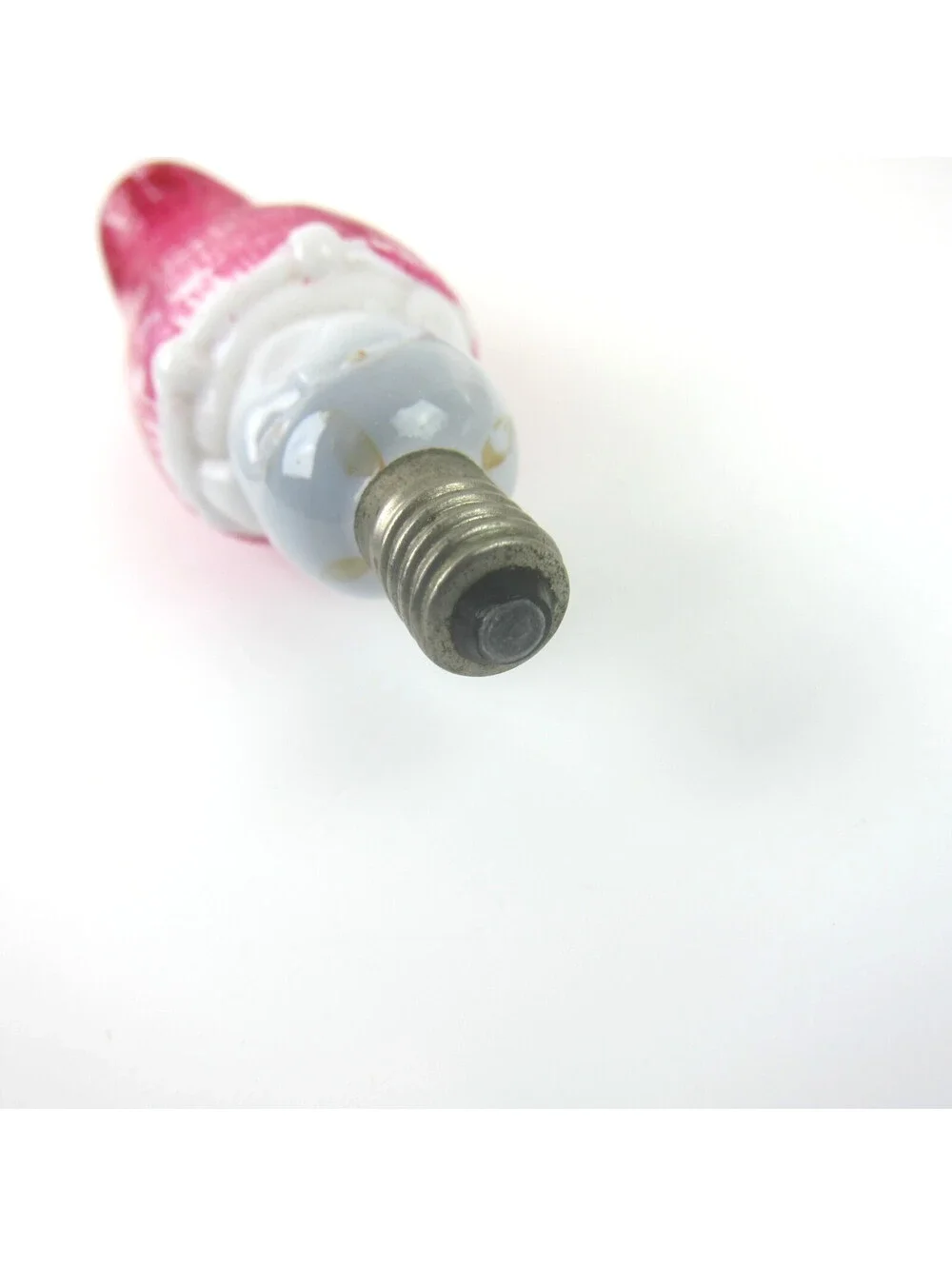 Vintage Christmas Figural Milk Glass Light Bulb C6 Baby in Red Stocking Japan